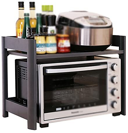 Estante de cocina de 2 niveles para horno de microondas, carrito de almacenamiento, estación de trabajo, organizador de estantes, estantes de panadero, cabaña de bar, horno industrial, estante