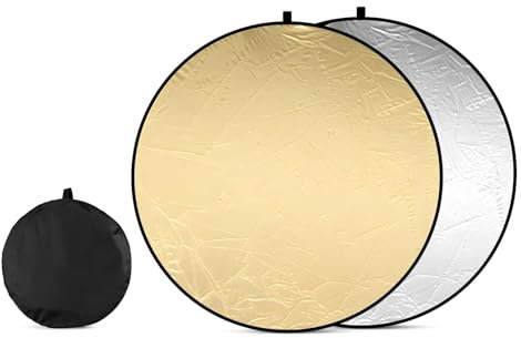 Reflektor Fotografie Gold Silber Faltbarer Reflektor Fotografie Faltreflektor 60cm 2-in-1 für Fotografie Fotostudio Beleuchtung und Außenbeleuchtung Portrait Fotografie