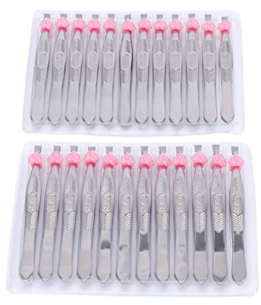 HONMEET Professionelles Augenbrauen-Pinzetten-Set Herz- Edelstahl flache Spitze zur Haarentfernung