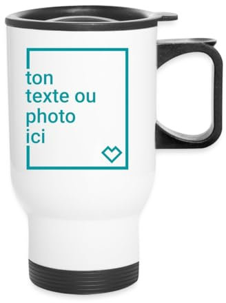 Spreadshirt Tasse Isotherme Avec Poignée À Personnaliser Avec Photo Et Texte Tasse isotherme avec poignée, taille unique, blanc