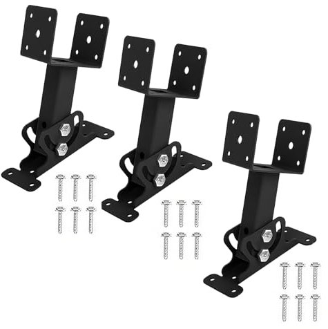 GVRGO Roof Riser Brackets Kit, Pergola Roof Riser Brackets for Patio Cover, Heavy Duty Pergola Roof Riser Beam Bracket, Adjustable Saddle Roof Riser Post and Beam Mount Kit for Gazebo Pergola - 3PACK