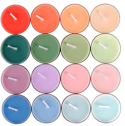 16 farbige Duft-Teelichter, natürliche Sojawachskerzen mit ätherischen Ölen, Heimdekoration und Aromatherapie, perfekt für Zuhause und als Geschenk (Farbserie)