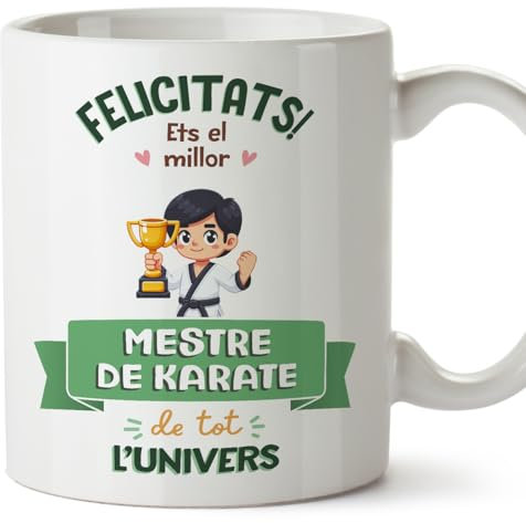MUGFFINS Tazas para MAESTRO DE KARATE hombre - En Catalán - Millor Univers Trofeu - 11 oz / 330 ml - Regalo original y divertido