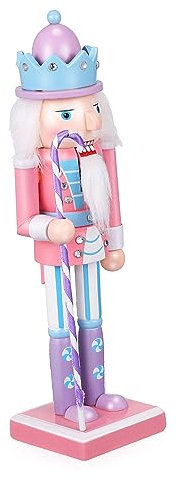 RORPOIR Christmas Decor Pink Wooden Nutcracker Soldier 25.5cm Tall for Desktop Display or Present