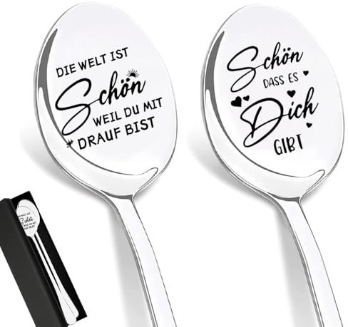 Schön Dass es Dich Gibt Geschenke, Kaffeelöffel mit Gravur, Jahrestag Geschenk für Ihn Und Sie, Edelstahl Hochglanzpoliert Dessertlöffel Mit, Geburtstagsgeschenk Hochzeitsgeschenk Jahrestagsgeschenk