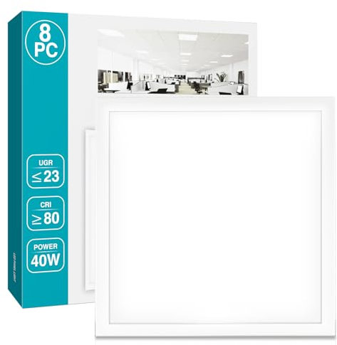 KOSOOM 8er-Set LED Panel 60x60, Rasterleuchte, 40W, CCT 3000K, IP44, UGR ≤23, ultradünnes Aluminiumgehäuse, geeignet für Rasterdecken, Deckenleuchte, Bürobeleuchtung