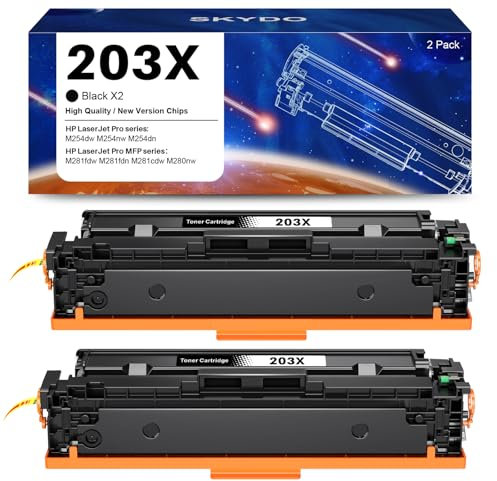 Skydo 203X Toner Kompatibel für 203X 203A CF540X CF540A für M281fdw Toner für Color Laserjet Pro MFP M281fdw M254dw M254nw M281fdn M280nw M281cdw M254dn (2 Schwarz