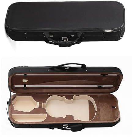 Dxcaicc Leichte Oxford Violine Fall, Langlebige Geige Box Mit Wasserabweisend & Stoßfest Design, Violine Fall 1/2, 1/4, 3/4, 4/4,Pure Black,4/4