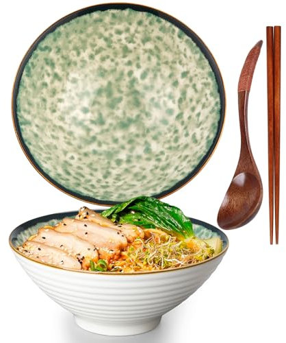 Bol à ramen, en céramique japonaise, 1200 ml, avec cuillère, baguettes, bols à soupe, bols à céréales, saladiers