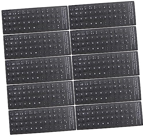 Holibanna 10Pcs Universal Spanish Keyboard Stickers Keyboard Protector for Laptop, Converts Keys to Another Language, PVC Key Decals for Students and Office