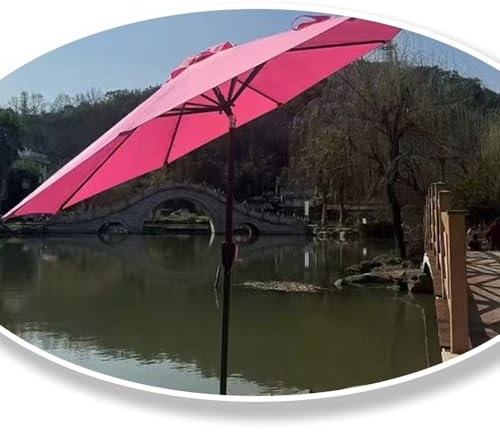 OPOLDBDMAC Sonnenschirm Terrasenschirm Gartenschirm Tischschirm Balkonschirm 270 cm Kurbelschirm Mit Handkurbel Sonnenschutz Regenabweisendes Marktschirm(Pink)