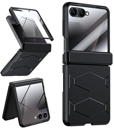 LEIAU Armor case for Samsung Z-Flip-7: Full-Body Military Grade Protective Phone Case [Anti-Slip] Heavy Duty Cover with Screen Protector Wireless Charging for Galaxy Z Flip 7 5G(2025) Black