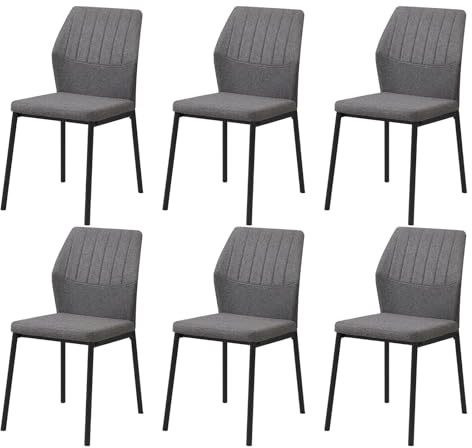 JoyyeSpace Esszimmerstühle 6er Set, Küchenstuhl, Polsterstuhl Stühle, Esszimmer Sitzfläche aus Polyester, für Esszimmer, Wohnzimmer, Schlafzimmer, Dunkelgrau