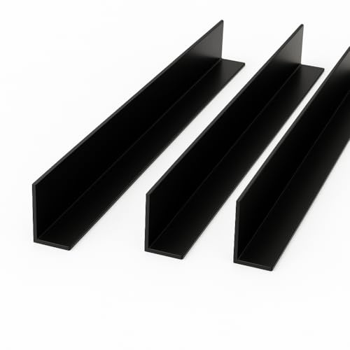 Black 1 Metre UPVC Plastic Rigid Angles 50 x 25mm Corner Cover Trims 90 Degrees (3)