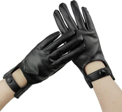 Rdxanc Vollfinger-Handschuhe, Punk-Stil, Cosplay, PU-Leder, für Motorrad, Outdoor, Halloween-Aktivität
