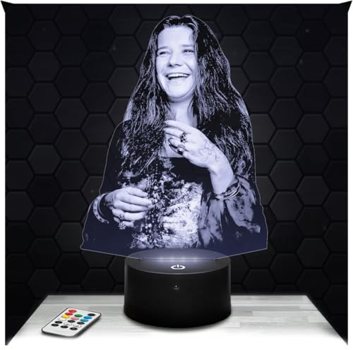 Lampephoto.fr - Lampe Janis Joplin 3D Touch Nachtlicht Sängerin | Made in France, Sockel & Größe wählbar, dimmbar, Batterie/USB, HD-Lasergravur, Geschenk für Sie & Ihn