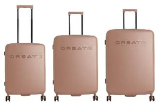 CREATE / Luggage Studio/Hartschalenkoffer-Set aus Polycarbonat Mokka/TSA-Vorhängeschloss, 4 multidirektionale Doppelrollen, Innenorganisation, Starke und langlebige Materialien