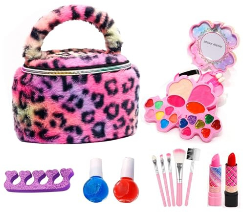 Schminktisch Set für Kinder,Waschbarer Schminktisch Spielzeug - Komplettes Make-up-Kit mit 22 Teilen | Für Kinder Von 3 Bis 12 Jahren Für Zuhause Nagsel Spielzeug Feiertage Verkleiden Geburtstag