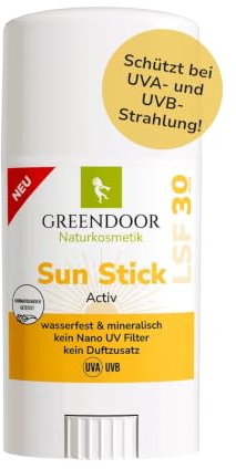GREENDOOR Sun Stick LSF 30 50 ml I Mineralischer Sonnenschutz für Gesicht & Körper I Wasserfester Sonnenstick mit UVA & UVB Schutz I Vegane Naturkosmetik für Kinder & Erwachsene