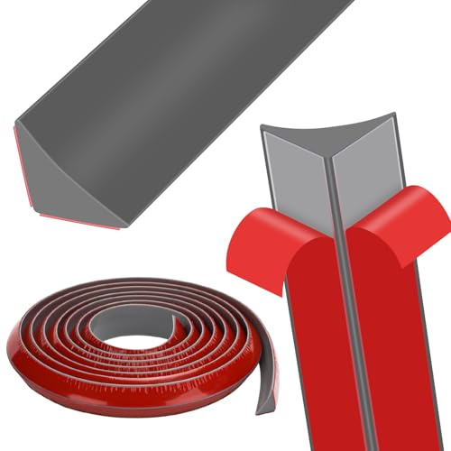 Baguette Finition Angle Plan de Travail Cuisine(Gris, 3Mètre) | Profil Finition Plan de Travail Baguette de Finition Joint Cuisine Auto-Adhésif Caoutchouc Doux Imperméable