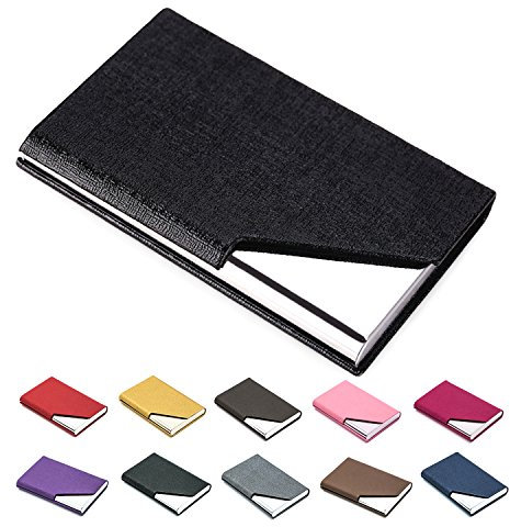 padike Business Name Karte Halter Luxus PU Leder und Edelstahl Multi-Tasche, Business Name Card Halter Brieftasche Kreditkarte ID Schutzhülle/Halter für Herren und Damen.