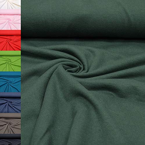MAGAM-Stoffe Ben Sweatstoff Uni innen Angeraut und weich Meterware ab 50cm (09. Dunkelgrün)