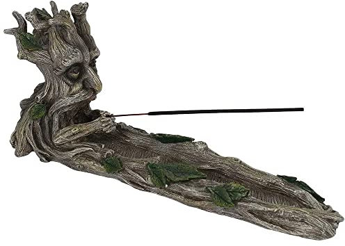 Enchanting Green Man Resin Incense Stick Holder - 14.5cm x 8cm (1 Pc.) - Durable Handcrafted Resin & Unique Design - Perfect for Garden Decor & Gift Idea