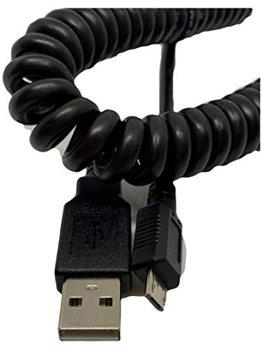 Maincore 2m Coiled Micro USB Cable – Charge & Data Sync Lead for Android Phones, Tablets, Power Banks, Cameras & USB Devices (Black)
