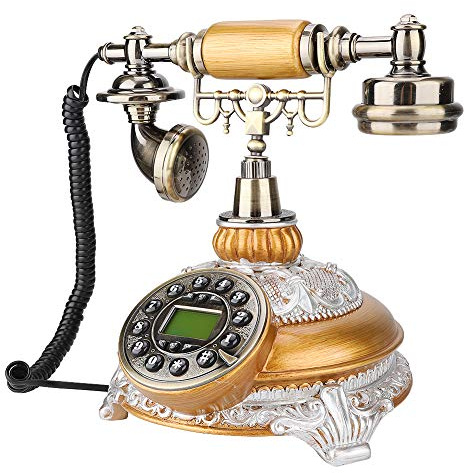 ASHATA Retro Telefon, Vintage Telephone Nostalgietelefon FSK/DTMF EU Retro Schnurgebundenes Telefon,LCD Display Festnetztelefon Desktop Telefon für Hause Wohnzimmer