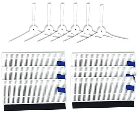 chifans Seitenbürsten-Filtersatz, Zubehörsatz für 360 S6-Saugroboter, 6 Filtersätze und 6 Seitenbü Ten