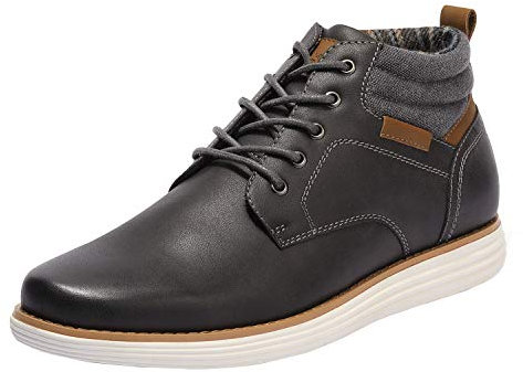 Bruno Marc Scarpe Moto Uomo Classici Lace-Up Boots Suola in Eva Chukka Stivali Uomo Scarpa Casual Stivaletti,Size 47,Grigio/Scuro,Grand-High