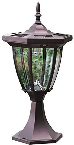 HKLY Außen Wetterfest Sockelleuchte, LED Solar Gartenleuchten mit Glas Lampenschirm, 3000K Warmweiß Licht, Braun Vintage Wegeleuchte für Villa, Patio, Straße, Wandkopf…