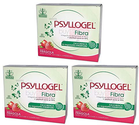 Buyfara Promo Pack – 3 x Psyllogel Flüssigfaser 99% reine Erdbeer-Geschmack – fördert die Regelmäßigkeit des Kopfes – 60 Beutel + Überraschung