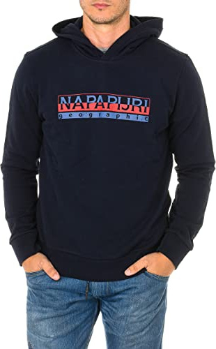 Napapijri Herren-Sweatshirt Langarm Kapuzenpullover mit Frontdruck Logo Artikel NP0A4EZ8 BERIS H