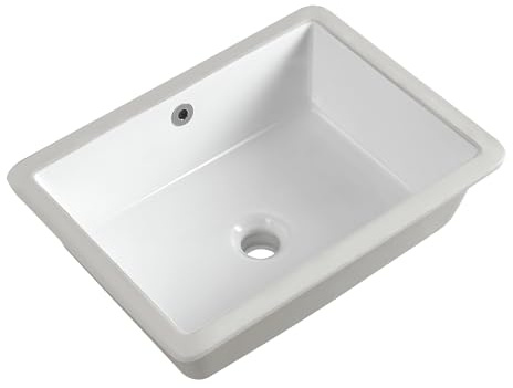 Langlebige, rechteckige Unterbauspüle aus Glaskeramik, Waschtisch, Badezimmer, Toilette, Waschbecken, Reinweiß, 46,5 x 35 x 18 cm
