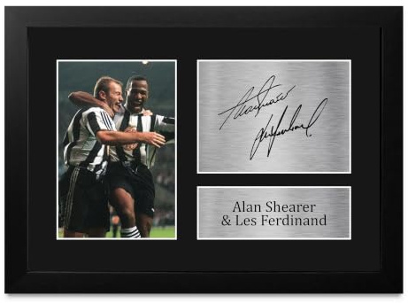 HWC Trading FR A4 Les Ferdinand & Alan Shearer Magpies Gifts gedrucktes Autogramm für Fans und Fans, A4 gerahmt