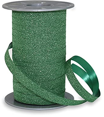 C.E. Pattberg Prasent-Poly Ringelband mit Glitzer, dunkelgrün, 10 mm breit, 100 m lang, Polypropylen, 10 mm - 100 m