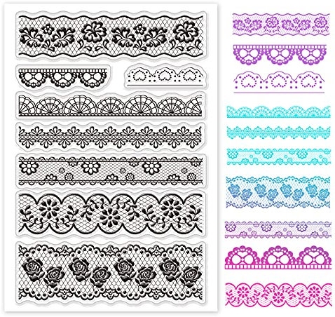 GLOBLELAND Vintage-Spitze Silikonstempel Siegelkarten für Scrapbooking Weihnachtskartenherstellung DIY Journaling Fotoalbum Dekoration