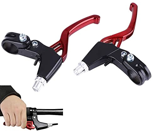 OUKENS 1 Paar Bremsgriffe für Fahrrad, Aluminiumlegierung Mountainbike Rennrad Road Bike Bremshebel Lenker Universal Bremsen Für Fahrräder 2,2 cm Durchmesser(rot)