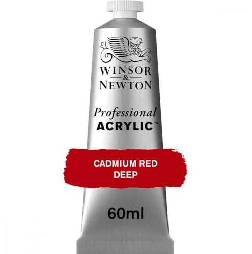 Winsor & Newton 8840458 Vernice acrilica professionale di qualità artistica, elevata brillantezza dei colori e opacità, qualità da archivio, tubetto da 60 ml - Rosso di cadmio scuro