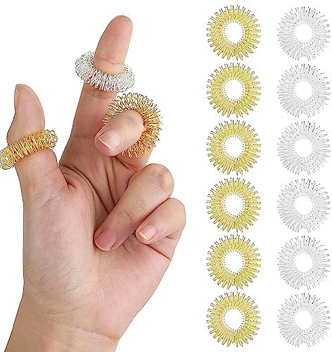 12 Stück Massageringe für Finger Massage Ring Akupressurring Sensorische Skills Ring Set, Fingermassagering für Stress Reduzierstück und Förderung der Durchblutung