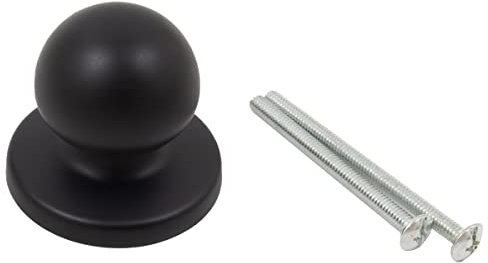Stone Harbor Hardware Die-Cast Round Bi-Fold Door Knob, 1-1/4 Inches with 1-3/4 Backplate, Matte Black