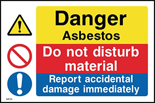 USSP&S Danger Asbestos Do Not Disturb Material Sign - 200mm x 150mm - Self Adhesive Vinyl Sticker (MP30)