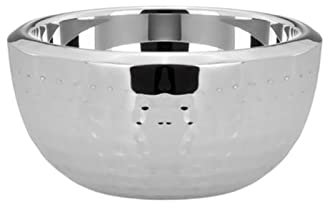Snackschale Edelstahl Ø 15 cm - kleine runde Dekoschale Hammerschlag-Optik - moderne Servierschale ideal für Nüsse, Chips, Gebäck, Pralinen oder Bonbons