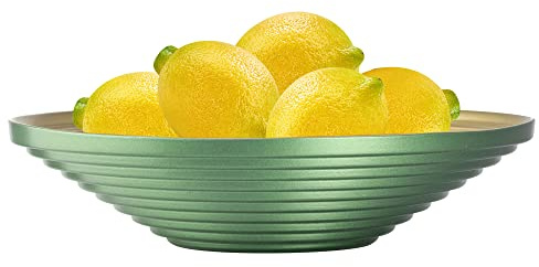 TREND FOR HOME Ensaladera ⌀ 27 cm Bol de Vidrio Cuenco para Frutas Ensaladas Postres Frutero Cesta de Frutas Cuenca de Caramelo Plato de Dulces Bandeja Decorativa Centro de Mesa, Alexis, Verde/Dorado
