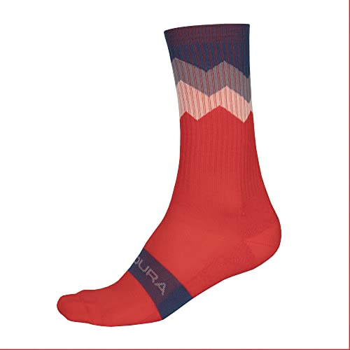 Endura Men's Jagged Cycling Socks (1 Pack) | Road Cycling Socks | Breathable | Performance Fabric Socks, Pomegranate, L-XL