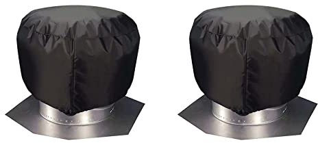 2 Pack Turbine Roof Vent Cover House, Black Roof Turbine Hoods Shield Canvas, Adjustable Drawstring Turbine Ventilator Cover (20x20inches)