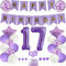 Yunchu Online 17. Geburtstag Dekoration Mädchen Lila - Party Deko für Junge und Mädchen - Tortendeko, Ballon, Geschenk - White und Lila