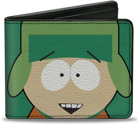 Buckle-Down Comedy Central Geldbörse, Bifold, South Park Kyle Face Character Close Up Grün, veganes Leder, Grün, 4.0 x 3.5, Casual