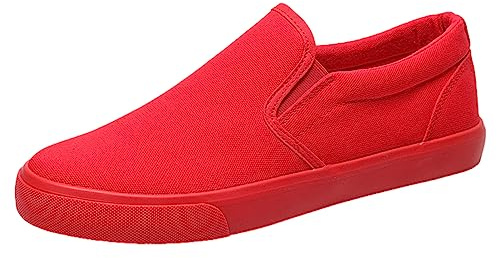 Jamron Mens Solid Color Slip On Canvas Trainers Shoes Fashion Casual Sneakers Plimsolls